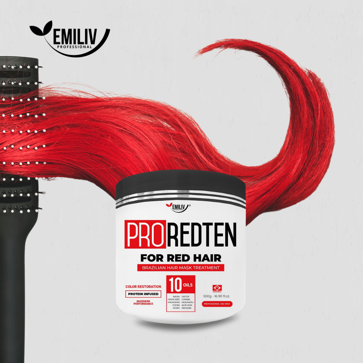 Emiliv Professional™ PROREDTEN 10 Oils for Red Hair - Color Restoration Mask 500g - 16.9 fl.oz