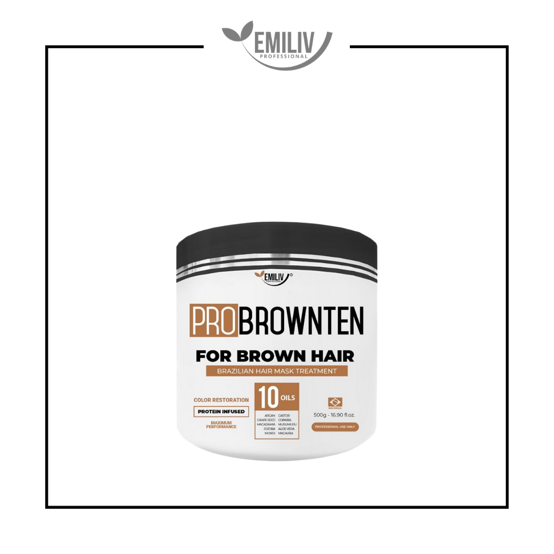 Emiliv Professional™ PROBROWNTEN 10 Oils for Brown Hair - Color Restoration Mask 500g - 16.9 fl.oz