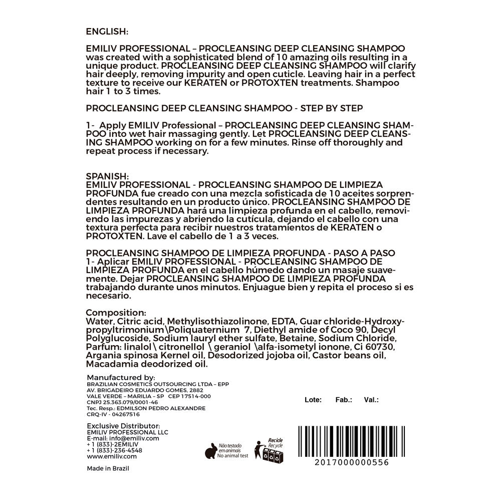 Emiliv Professional - PROCLEANSING - Deep Cleansing Shampoo 500 ml / 16.9 fl. oz.