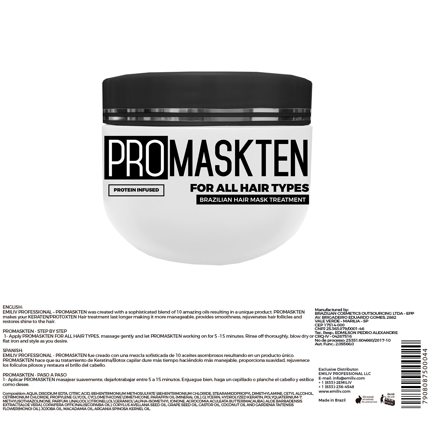 Emiliv Professional™ - PROHOMETEN HOME CARE KIT - (Shampoo 500 ml / 16.9 fl. oz., Conditioner 500 ml / 16.9 fl. oz. and Mask 300 ml / 10.14 fl. oz.)