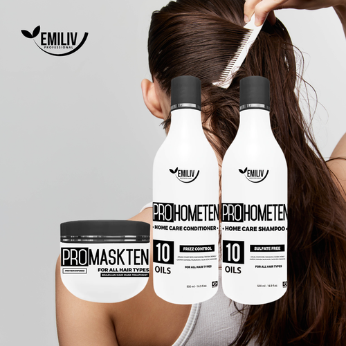 Emiliv Professional™ - PROHOMETEN HOME CARE KIT - (Shampoo 500 ml / 16.9 fl. oz., Conditioner 500 ml / 16.9 fl. oz. and Mask 300 ml / 10.14 fl. oz.)