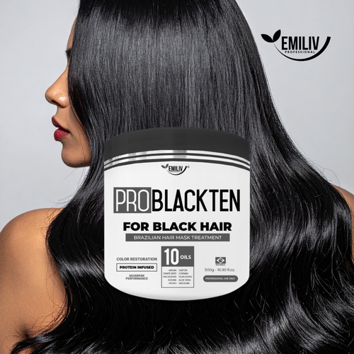 Emiliv Professional™ PROBLACKTEN 10 Oils for Black Hair - Color Restoration Mask 500g - 16.9 fl.oz