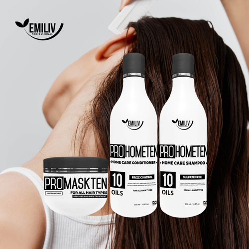 Emiliv Professional™ - PROHOMETEN HOME CARE KIT - (Shampoo 500 ml / 16.9 fl. oz., Conditioner 500 ml / 16.9 fl. oz. and Mask 300 ml / 10.14 fl. oz.)