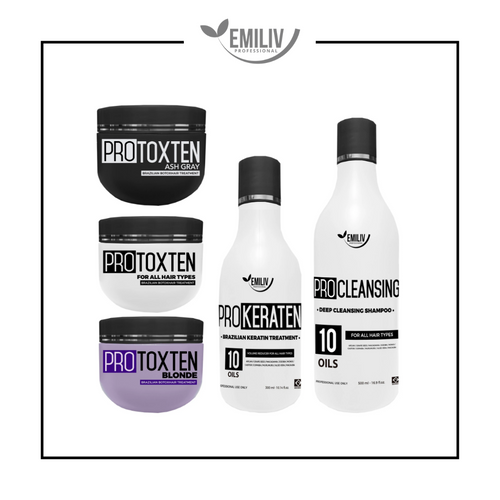 Emiliv Professional - SUBSCRIPTION BOX 5 in 1 - Includes 1x Procleansing 500 ml + 3x Protoxten 300 g + 1x Prokeraten 300 ml